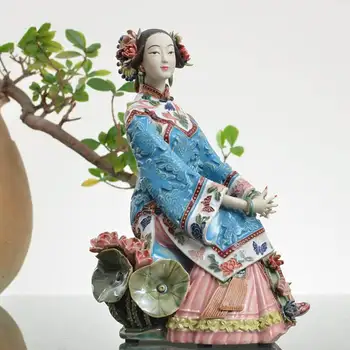 

Rushed Porcelain Antiques Lady Art Collectible Pure Manual Figurine Traditional Chinese Ceramic Statue Craft Christmas R2427