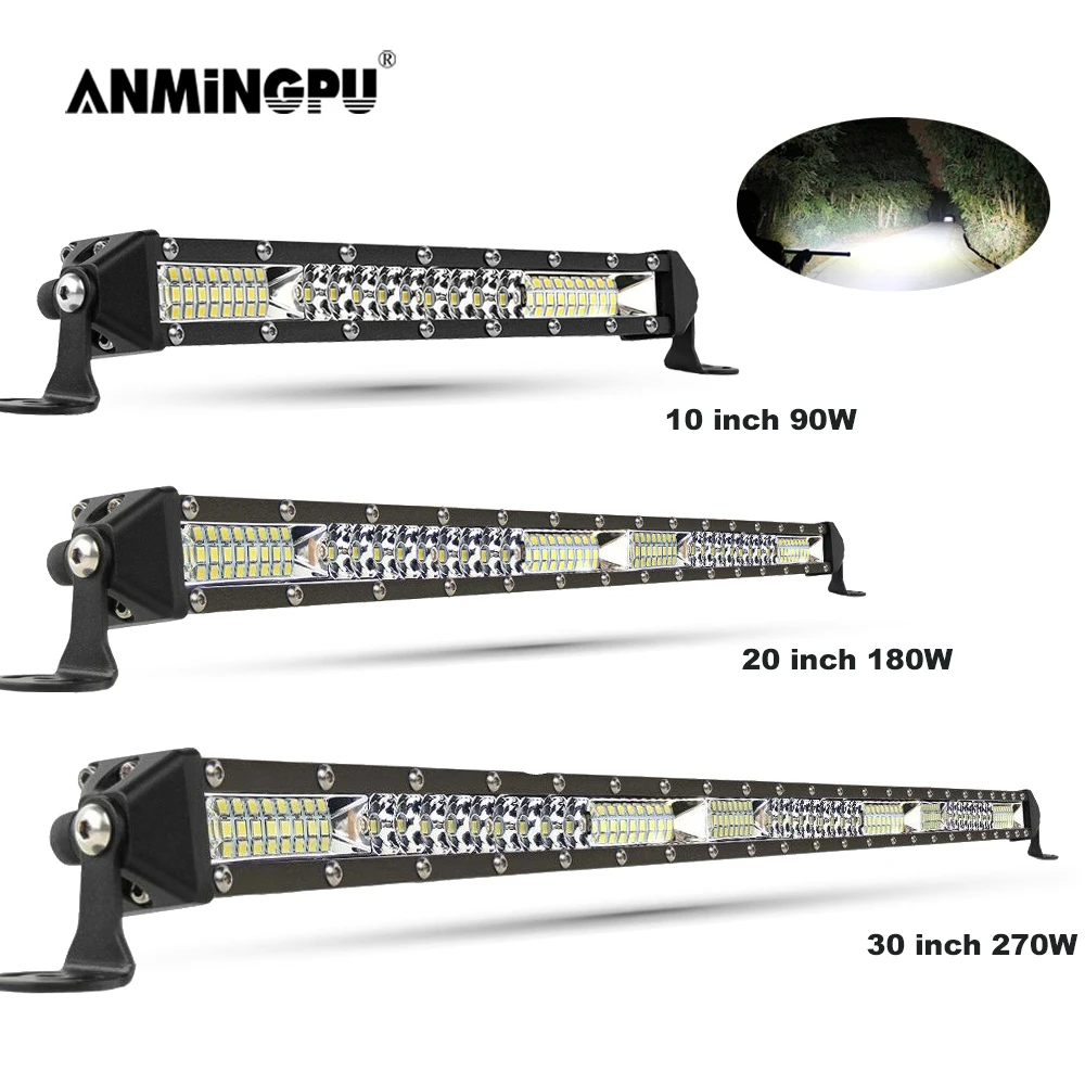 

ANMINGPU Slim Off Road LED Bar 10" 20" 30inch 12V 24V LED Light Bar Spot Flood LED Work Light for Car ATV Truck Jeep Tractor 4x4