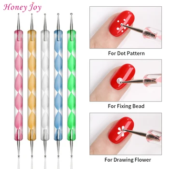 

5pcs Random Color Double Ends Nails Dotting Pen for Crystal Rhinestone Bead Nail Art Accessories Nail Tools Makeup