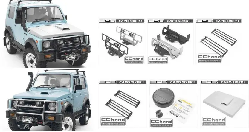 

Bumper/Led Grille/Tire cover/engine hook for Capo samurai SIXER CD15828 Jimny Samurai 1/6 scale Soldier Carrier rock CRAWLER car