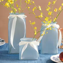 Цветная ваза из матового стекла Европейская настольная ваза украшение домашний стеклянный контейнер