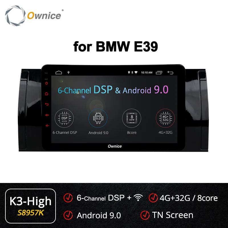 Ownice K3 K5 K6 Octa Core Android 9,0 автомобиля радио gps-навигация, dvd-плеер авто для BMW E39 X5 E53 4 аппарат не привязан к оператору сотовой связи 360 панорама DSP - Цвет: S8957 K3-High