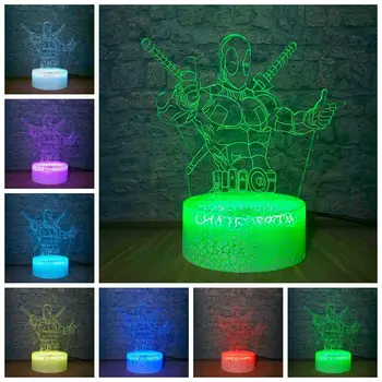 

Marvel Deadpool 3D LED Lamp Creative 3D LED Night Lights for Bedroom Decoration Touch Sensor Multicolor Changing Drop shipping