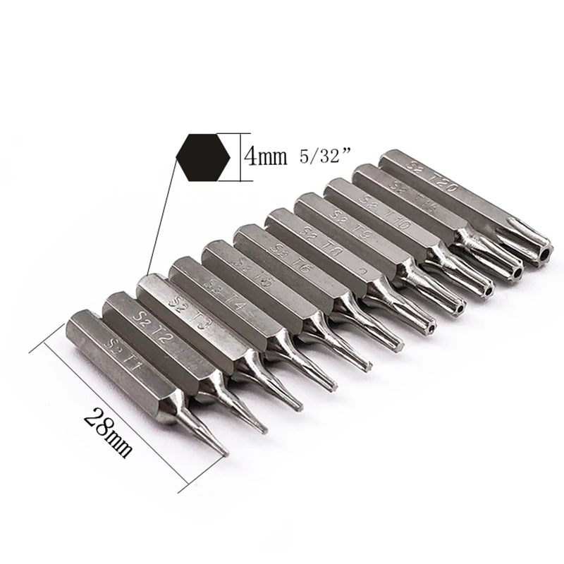 11PCS CR-V Torx Screwdriver Bits Set T1 T2 T3 T4 T5 T6 T8 T9 T10 T15 T20H Mobile Repair Bit Plum Blossoms Repairing Head hand plane set