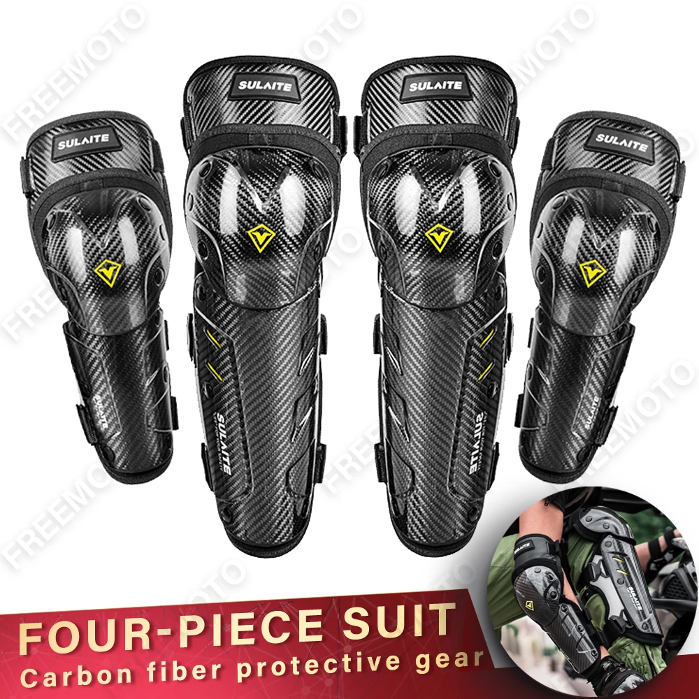 Rodilleras de motocicleta de alta calidad, equipo protector de fibra de anticaída, para ciclismo de montaña, color negro, 4 Uds.|Rodillera protectora para motocicleta| - AliExpress