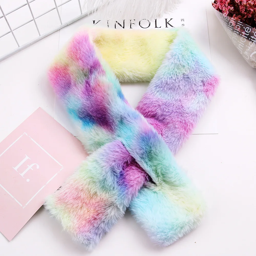 Scsech Winter Hot Children Gradient Scarves Unicorn Earmuffs Pompom Plush Thick Warm Baby Girls Boys Bib Kids Wholesale HAC14 (5)