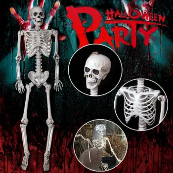 

90cm Durable Simulation Humans Skeleton Ornament Halloween Party Bar Haunted House Props Home Skeleton Decoration Prop