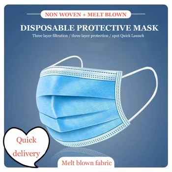 

10-500Pcs Face Dust Masks Protective Mask Disposable Facial 3Ply Influenza Earloop Non Woven Mouth caps masker 3 ply mond masker