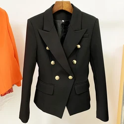 Nova moda 2021 designer jaqueta feminina clássico duplo breasted metal leão botões blazer tamanho exterior S 4XL