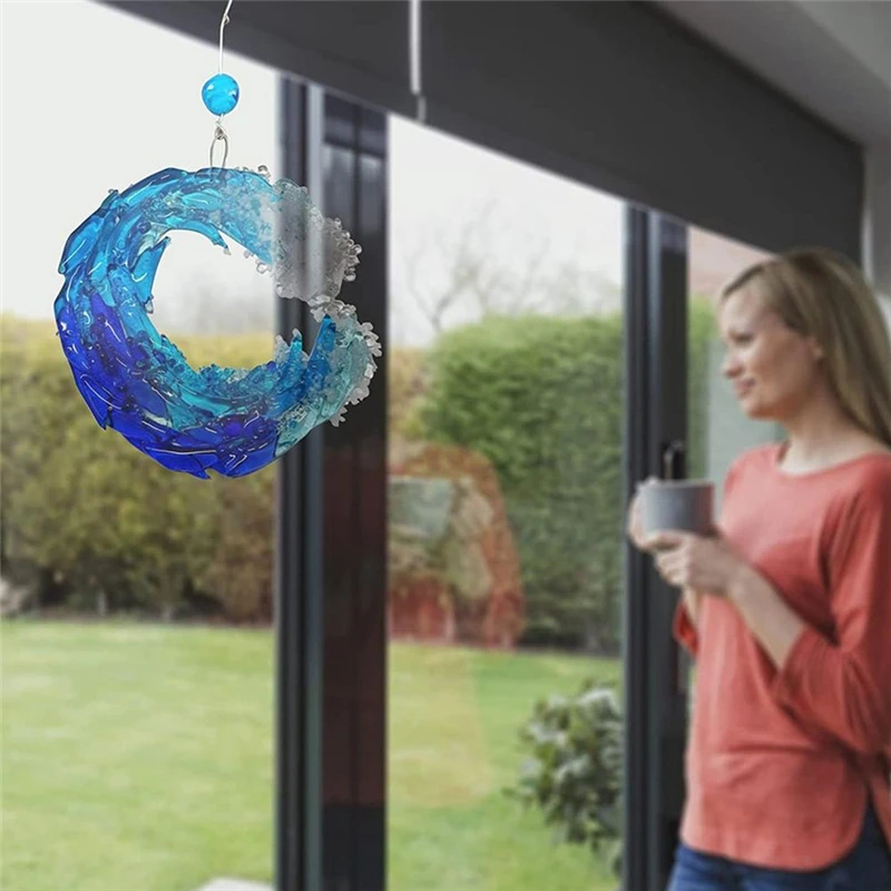 Ocean Wave Sculpture Creative Gradient Blue Wave Fused Ornament Resin Art Crafts For Room Home Desktop Decor With Stand 5 | Ocean Wave Sculpture Creative Gradient Blue Wave Fused Ornament Resin Art Crafts For Room Home Desktop Decor With Stand 5