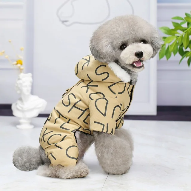 Veste d hiver chaude pour chien manteau capuche pour petit et moyen gabarit imprim de lettres