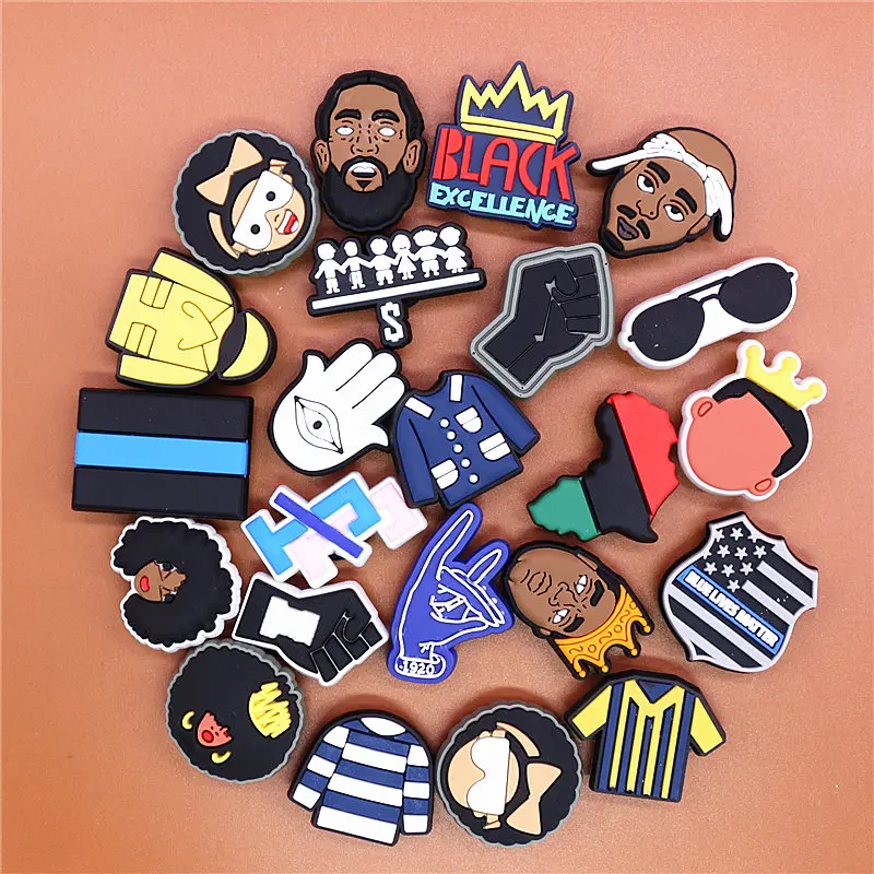Crock Charms Accessories Custom Cartoon Cute PVC Shoe Croc Buttons Sandals Charms Black Lives Dope Father Portrait Free Shipping