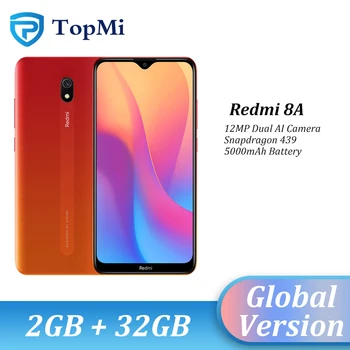 

In Stock Global Version Xiaomi Redmi 8A Smartphone 2GB RAM 32GB ROM Spnadragon 439 5000mAh 6.22" Screen 12MP Camera Cellphone