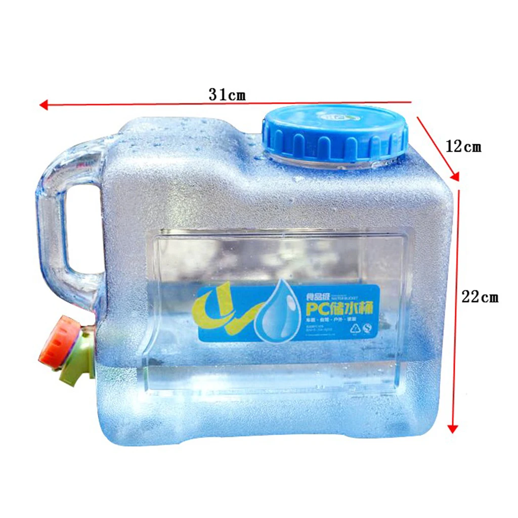 5L/8L Outdoor Camping Travel Car Water Bucket Water Carrier Canister with Water-tap & Leak Proof Lid