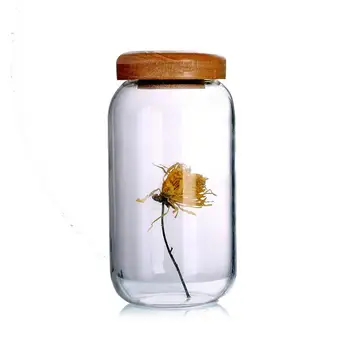 

Food Storage Bottles Borosilicate Glass Jar Sealed Cans With Bamboo Cover Large Capacity Tampion Cereals Glass Bottle Tea Box