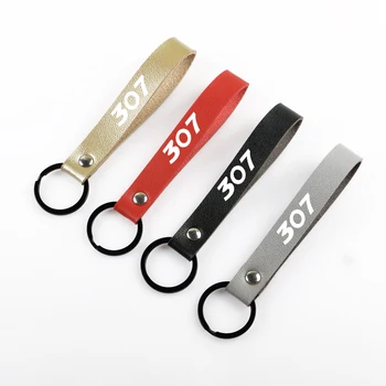 

PU Leather Rope keychain Pendant Key Chain Holder Car Keyring Men Women Key ring for Peugeot 307 3008 2008 308 408 508