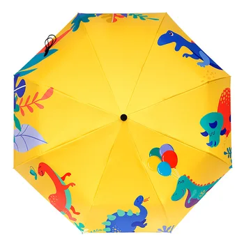 

Fully Automatic Umbrella Blue Yellow Cartoon Dinosaur Parasol Double Layer Waterproof Anti-Uv Umbrella Lot Outdoor Sun Parasol