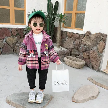 

Toddler Baby Girls Jackets Minnie Plaid Spring Windbreaker Baby Coats Cotton For Girls Clothes Teenager Coat Casual Outerwear