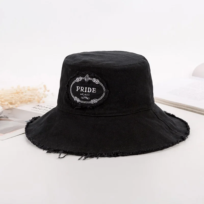 

2020 Solid Letter Sign Bucket Hats For Women Summer Literary Fisherman Cap Sunscreen Visor Hat Beauty Ladies Panama Style Caps