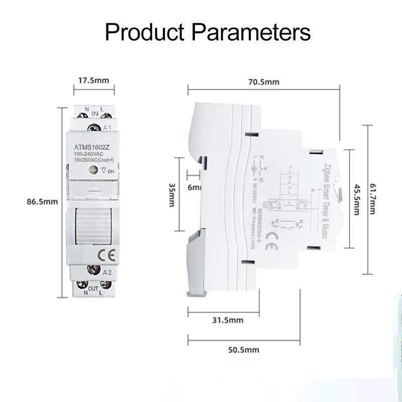Tuya Smart ZigBee Electric Meter KWH Din Rail Energy Monitor Circuit Breaker Switch Timer Support Google Home Alexa ZigBee2MQTT smart energy meter