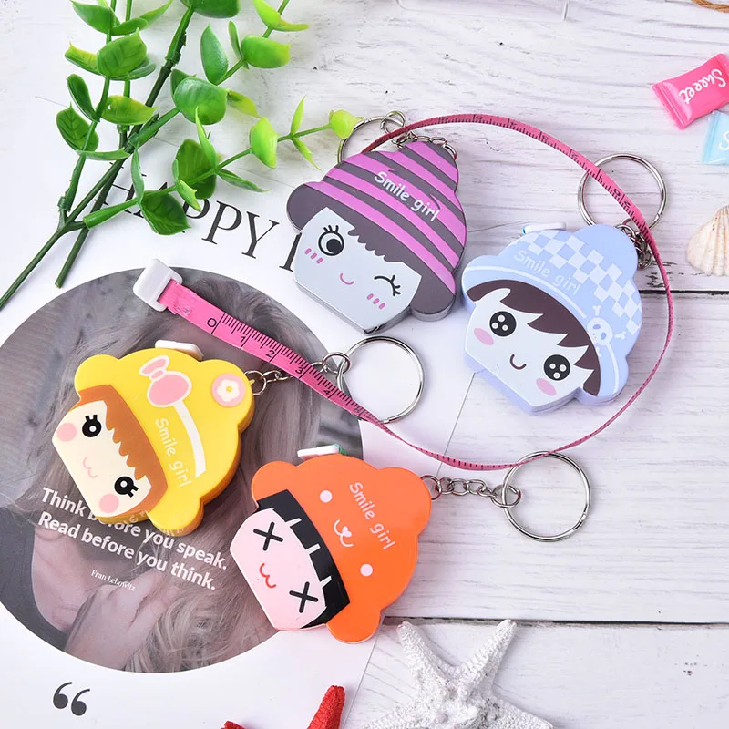 Smile Girl 150cm Candy Color Keychain Tape Measure Quantity Clothing Size Tape Measure Small Tape Measurement Tools