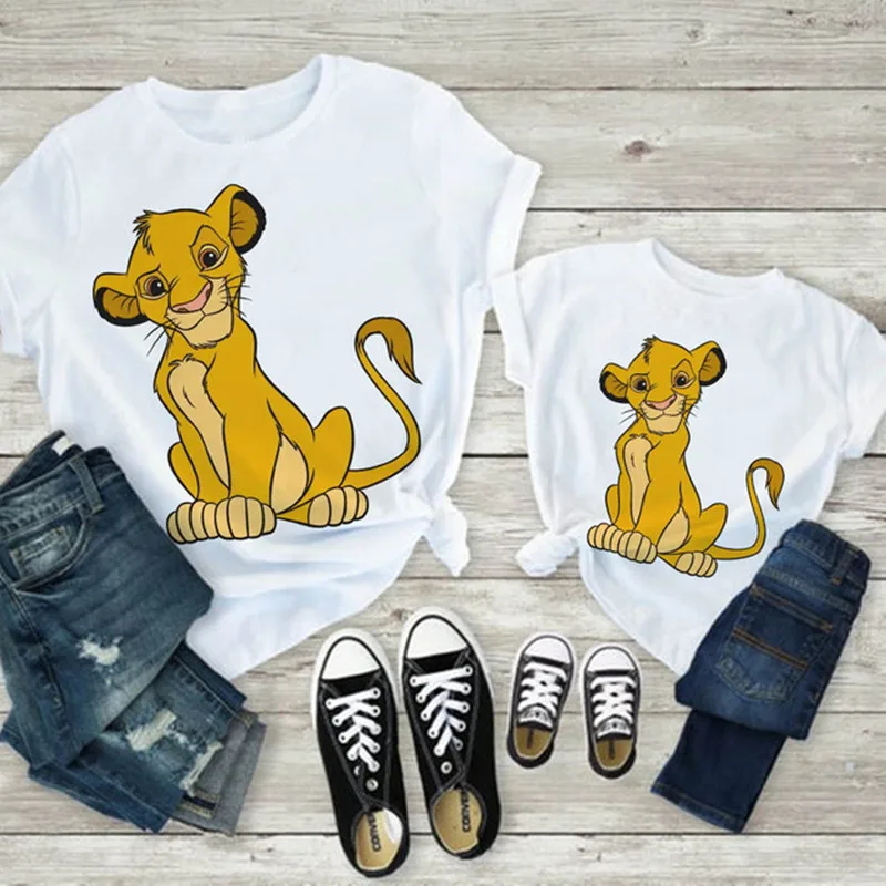 Camiseta con estampado de Rey León de Disney para mamá y mi hijo, camiseta informal de manga corta que combina con todo