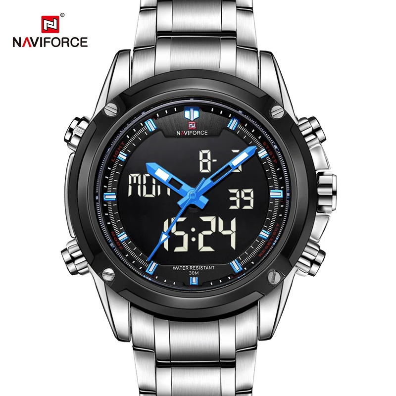 Топ люксовый бренд naviforce men военная водонепроницаемый светодиодный спортивные