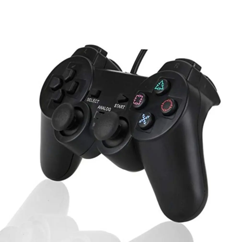 Проводные контроллеры геймпады для sony PS2 Playstation 2 Dual Shock консольная видеоигра игровые устройства с джойстиком длинный кабель Joypad - Цвет: black