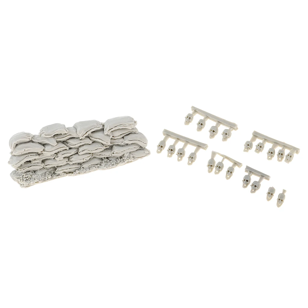 Resin Soldier War Scenario Model Soldier Head Skeleton Skull Scene and War Sandbag Wall Resin Model Kits
