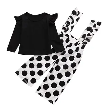 

2PCS Fashion 2020 Toddler Kids Girls Clothes Set Ruffle Top T-shirt+Dot Pant Outfits Party Infant Girls Clothing