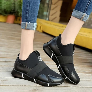

2019 Spring and Autumn Women's Vulcanized Shoes New Fashion Wild Comfortable Breathable Slip-on Ladies Flat Sneakers