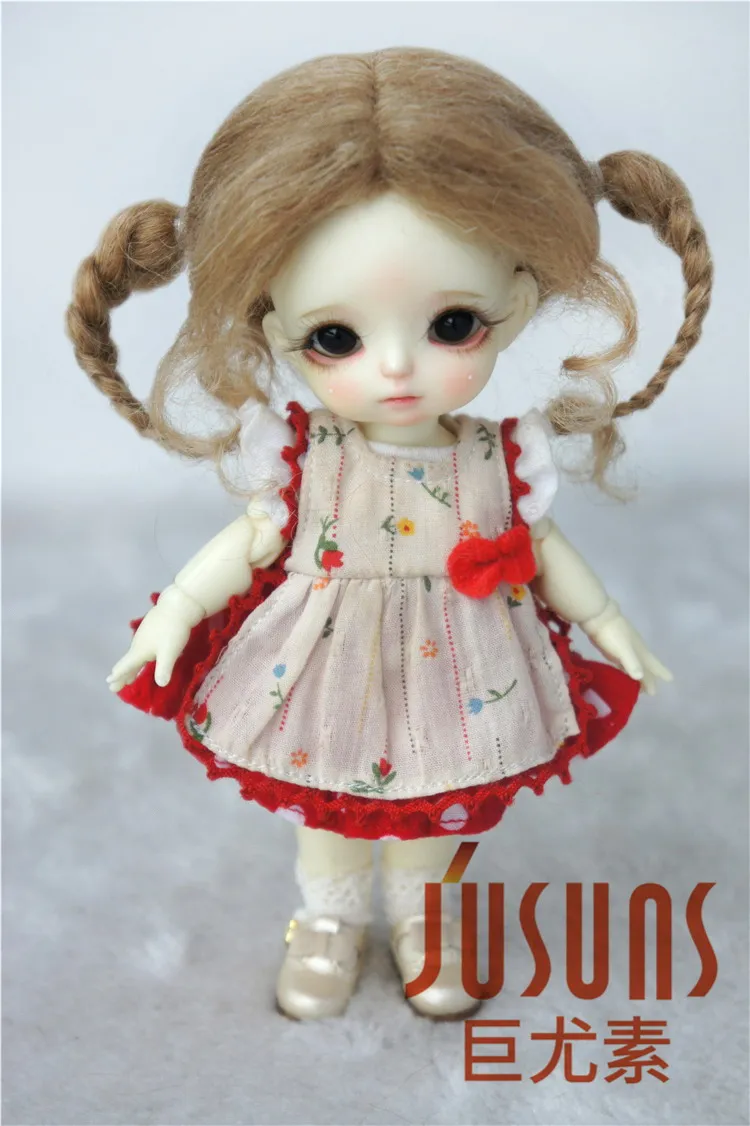 JD556 1/8 прекрасный BJD мохеровый парик для 5-6 дюймов Куклы Мягкие кукольные волосы в две косички модная коллекция кукол - Цвет: Ash Blond M4