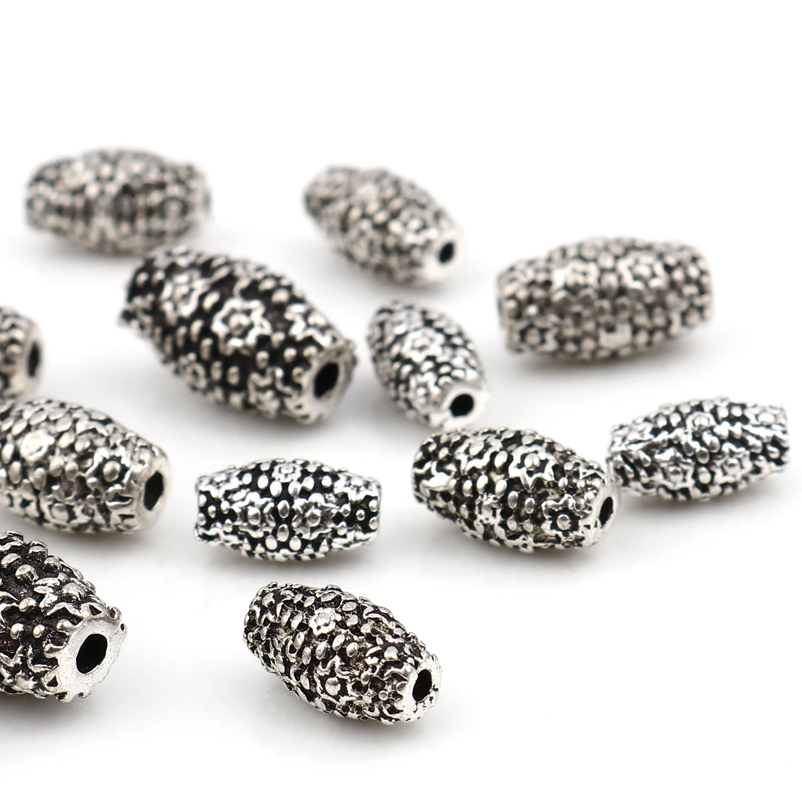 

Vintage Flower Cover Barrel Spacer Beads Zinc Alloy Antique Silver Color Metal Bead For Jewelry Making Handmade DIY Finding