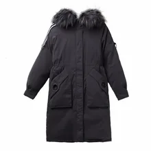 Зимнее пальто женское пальто с меховым воротником стеганая куртка женская теплая парка женская верхняя одежда хлопок размера плюс с капюшоном зимняя одежда длинная