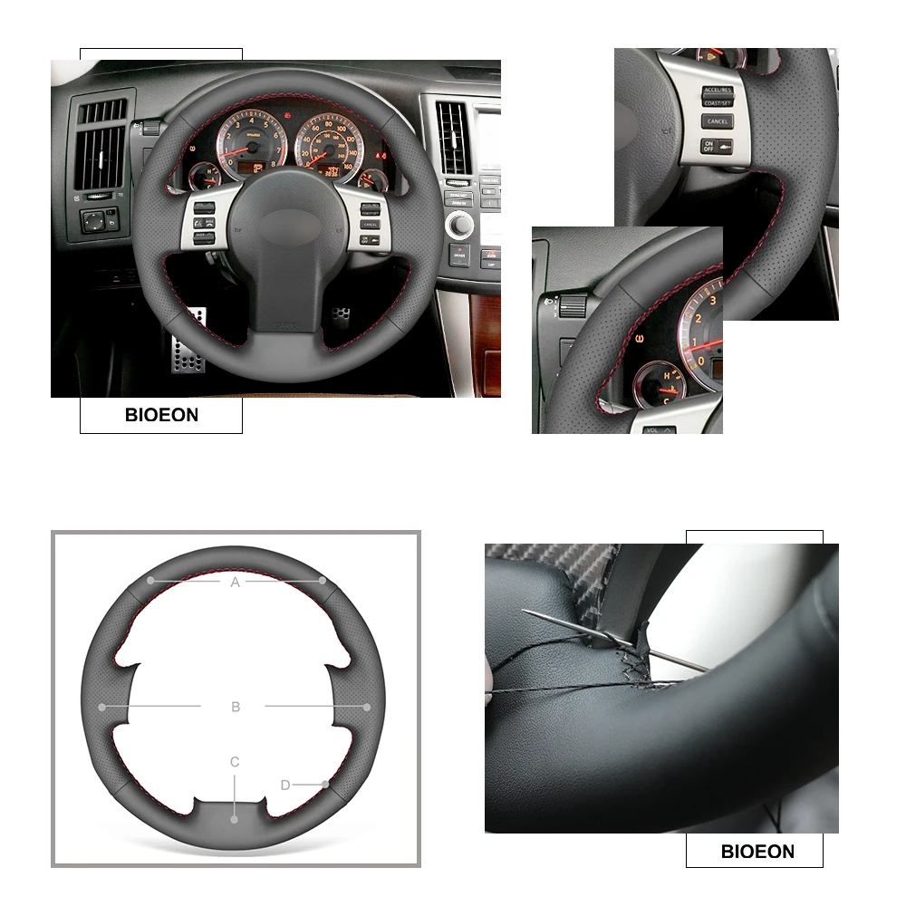 Черный PU искусственная кожа чехол на руль для Infiniti FX FX35 FX45 2003-2008 Nissan 350Z 2003-2009