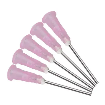 

150pcs 1'' Plastic Stuck Connector Stainless Steel Dispenser Needles Liquid Adhesive Glue Syringe 18Ga Pink