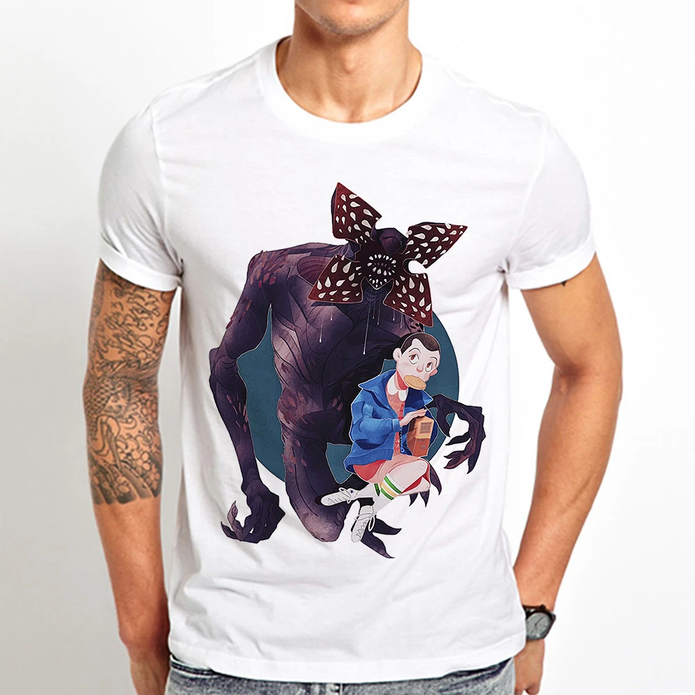Футболка мужская с забавным принтом очень странные дела demogorgon and eleven