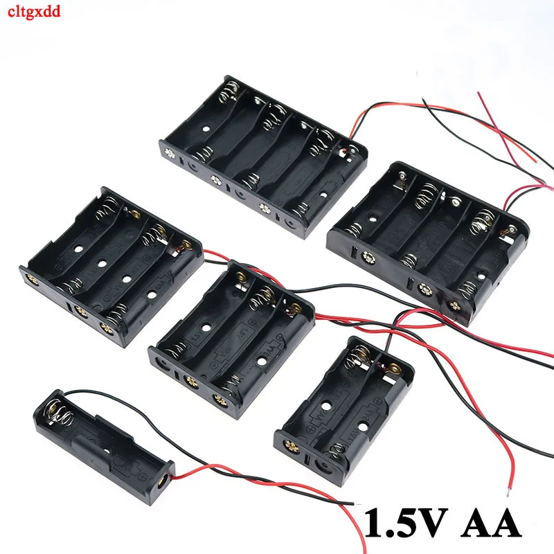 AA Battery Box Case Holder With Wire Leads Side By Side Battery Box Connecting Solder For 1.5V AA Batteries 1x 2x 3x 4x 5x 6x battery case battery storage case