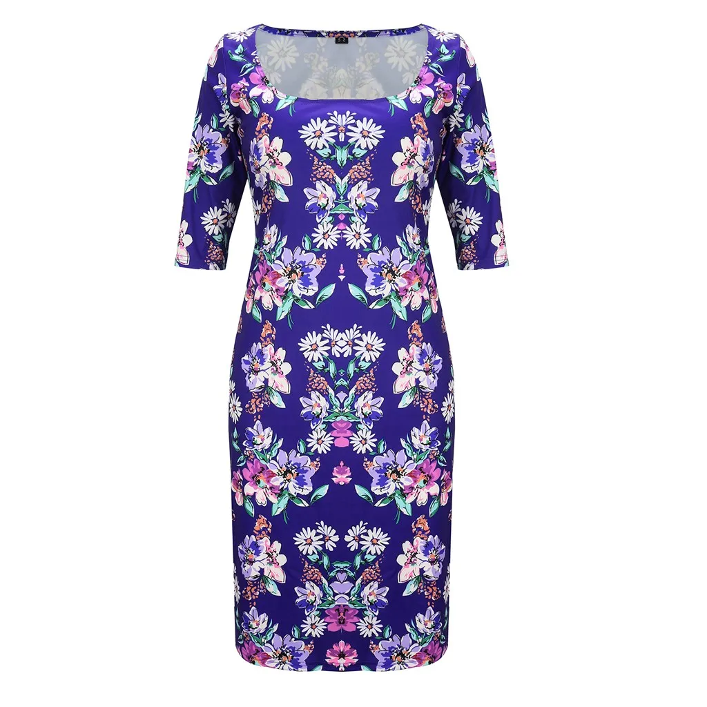 Женское платье,, ropa mujer, платья для вечеринок, vestidos, женская мода, о-образный вырез, сексуальный цветочный принт, тонкое платье со средним рукавом