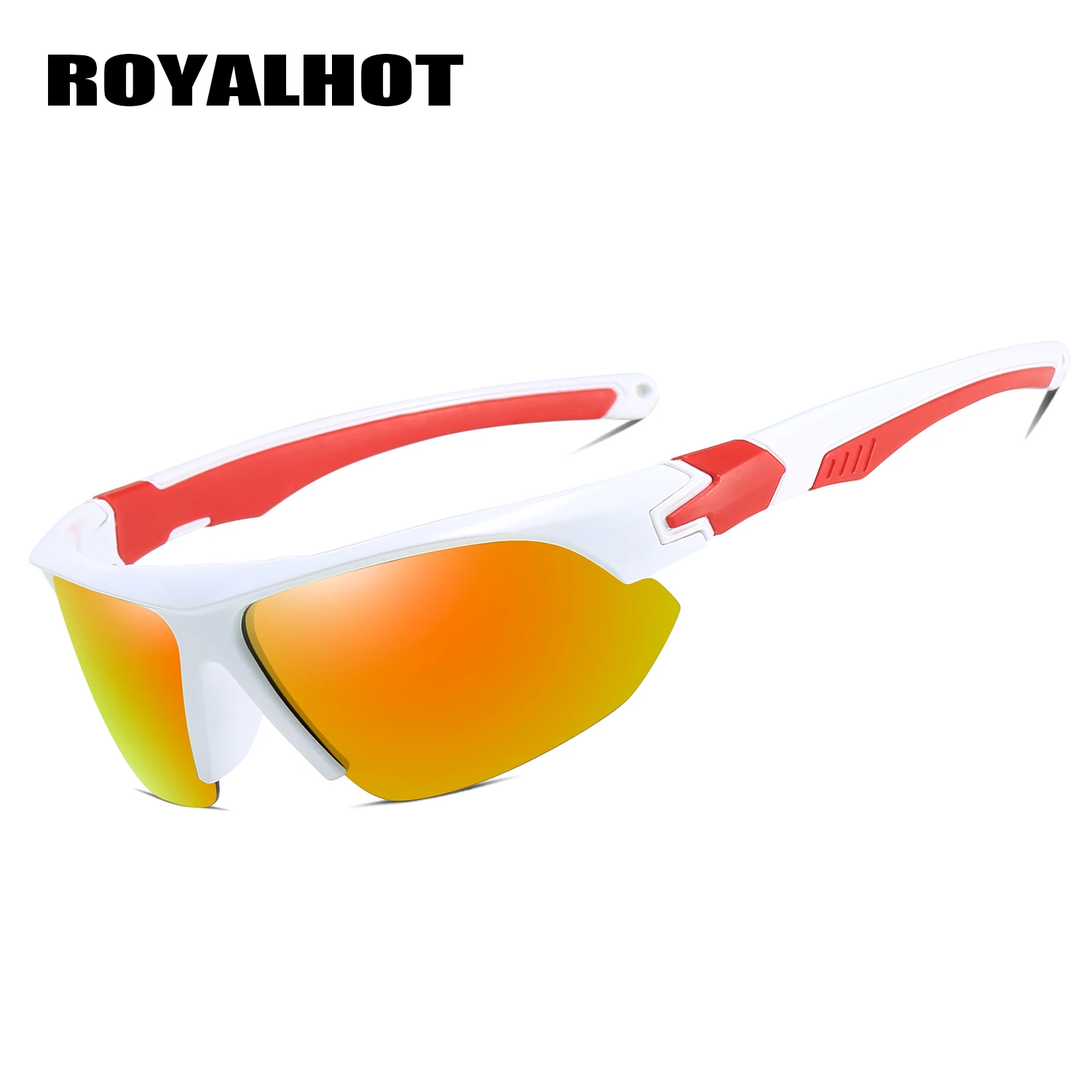 RoyalHot, мужские, женские, поляризационные, с красной подошвой, спортивные солнцезащитные очки, Ретро стиль, солнцезащитные очки, 900218 - Цвет линз: white red