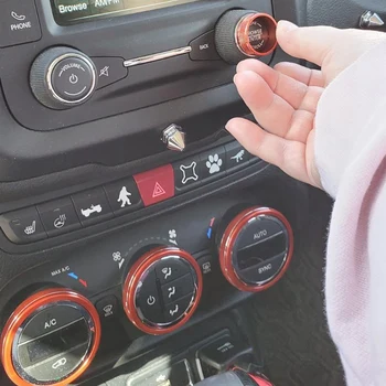 

Set of 3Pcs Car Air Conditioner + 2 Pcs Audio Control Switch AC Knob Case Compatible for 2015-2017 Jeep Renegade