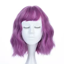 Женский фиолетовый короткий парик вьющиеся волосы синтетические парики маленькая волна Косплей парики для женщин