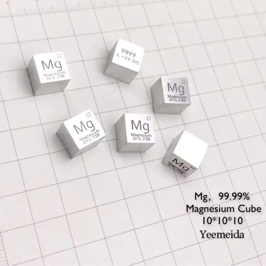 1PCS Magnesium-Mg Кубик элемента, набор 10 мм, кубики плотности металла для ежедневных металлов, коллекция стола, железо, медь, свинец, никель, титан, Mg C - Цвет: 1PCS Magnesium-Mg