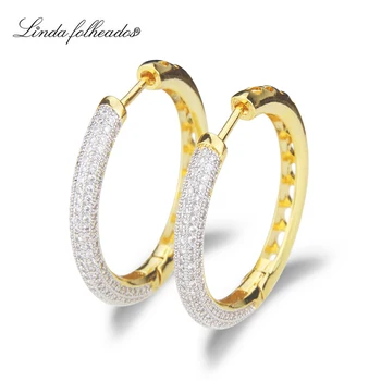 

New arrival gold / silver color copper earring white cubic zircon hoop earrings for women fashion party jewelry earring gifts