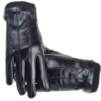 

Men Genuine Sheepskin Leather Gloves Driving Gloves Autumn Winter Warm Touch Screen Full Finger Black Gloves High Quality