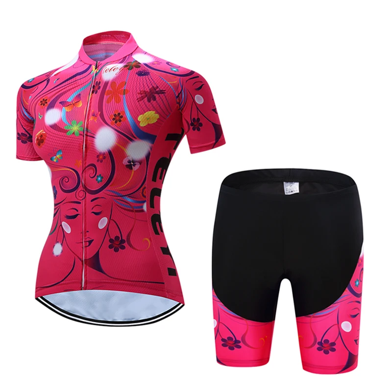 Лето, teleyi, Женский комплект Джерси для велоспорта, MTB, дорожный, велосипедная одежда, дышащая одежда для горного велосипеда, Быстросохнущий комплект для велоспорта