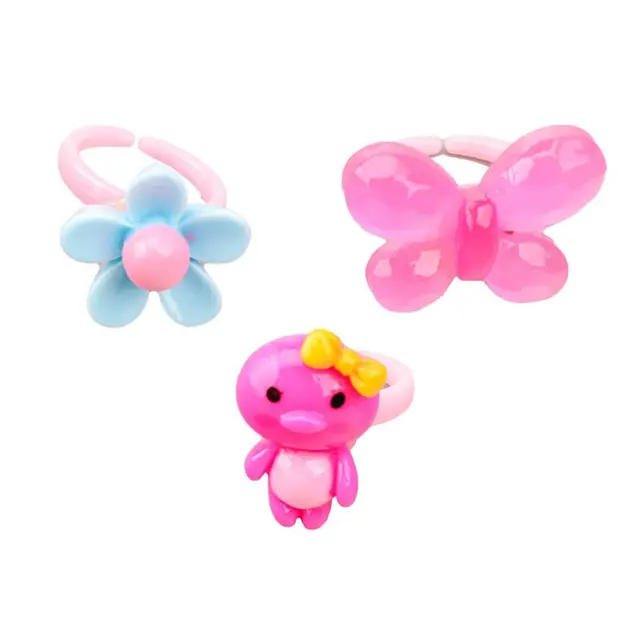 10pcs/lot Children's Cartoon Rings Candy Flower Animal Bow Shape Ring Set Mix Finger Jewellery Rings Kid Girls Toys 5