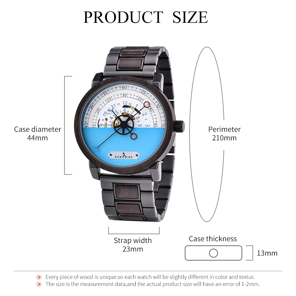 BOBO BIRD-reloj mecánico automático para hombre, nuevo accesorio de pulsera de madera con Logo personalizado, creativo, con caja de regalo, 2021 - Imagen 6