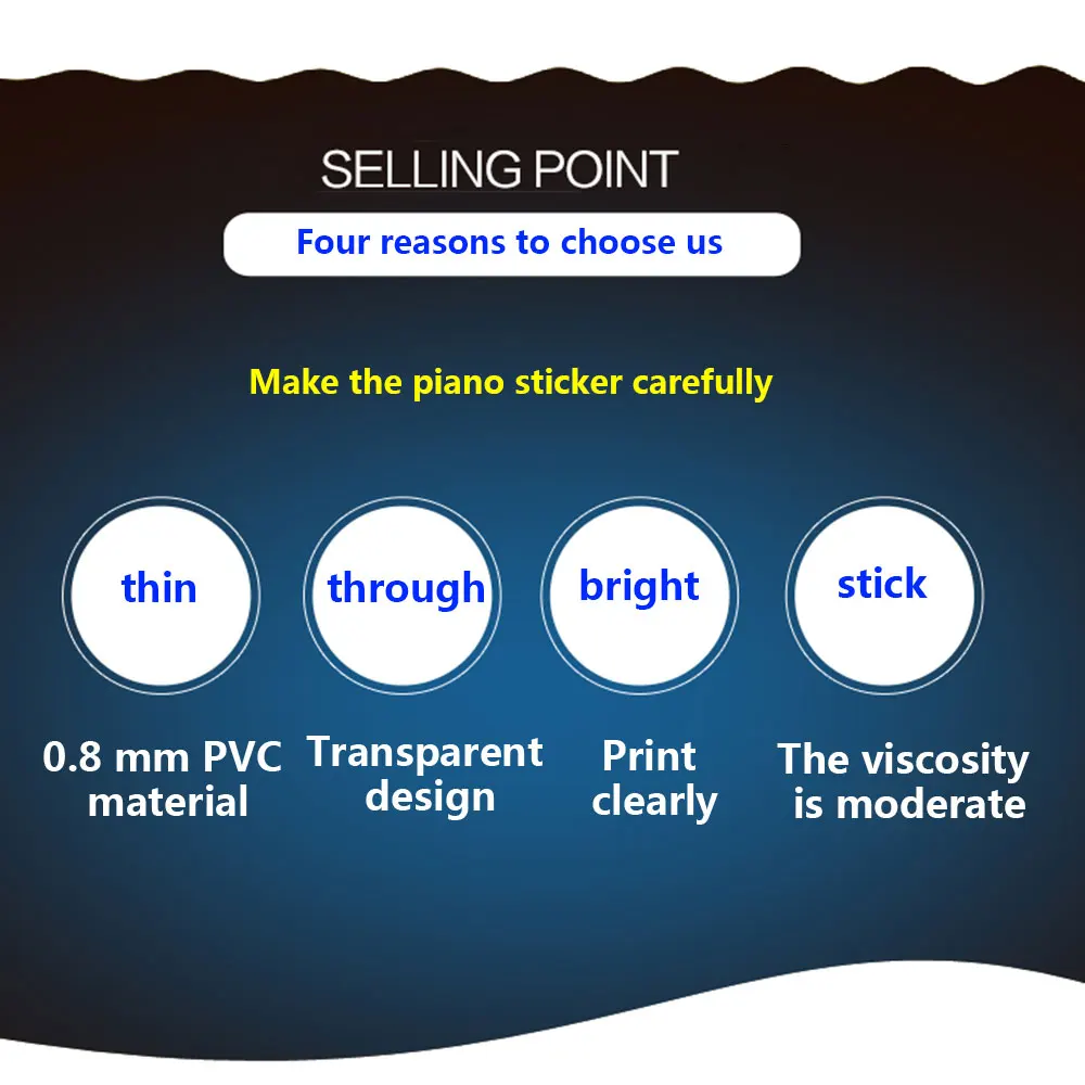  Piano Keyboard Instruments Keyboard Sticker Teaching Transparent 37/49/61/88 Keys Music Labels Begi - 4000238468978