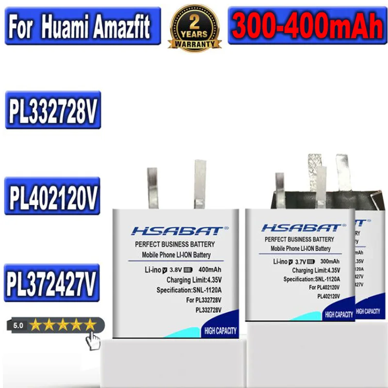 HSABAT PL502524V PL332728V PL402120V PL372427V Battery for Huami Amazfit stratos 2 / bip A1608 Trex T-rex verge lite A1808 A1602 | Мобильные